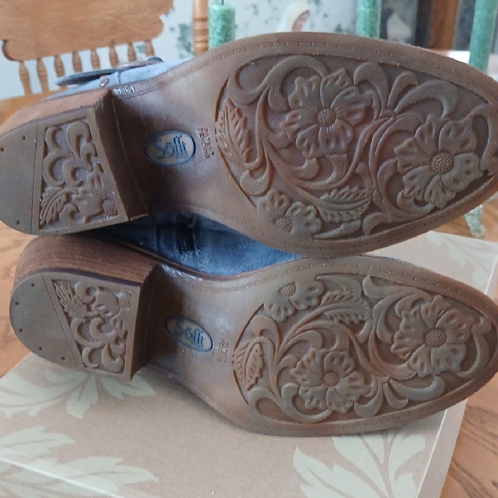 Sofft Blue Suede Ankle Booties with Studs - Picture 9 of 9